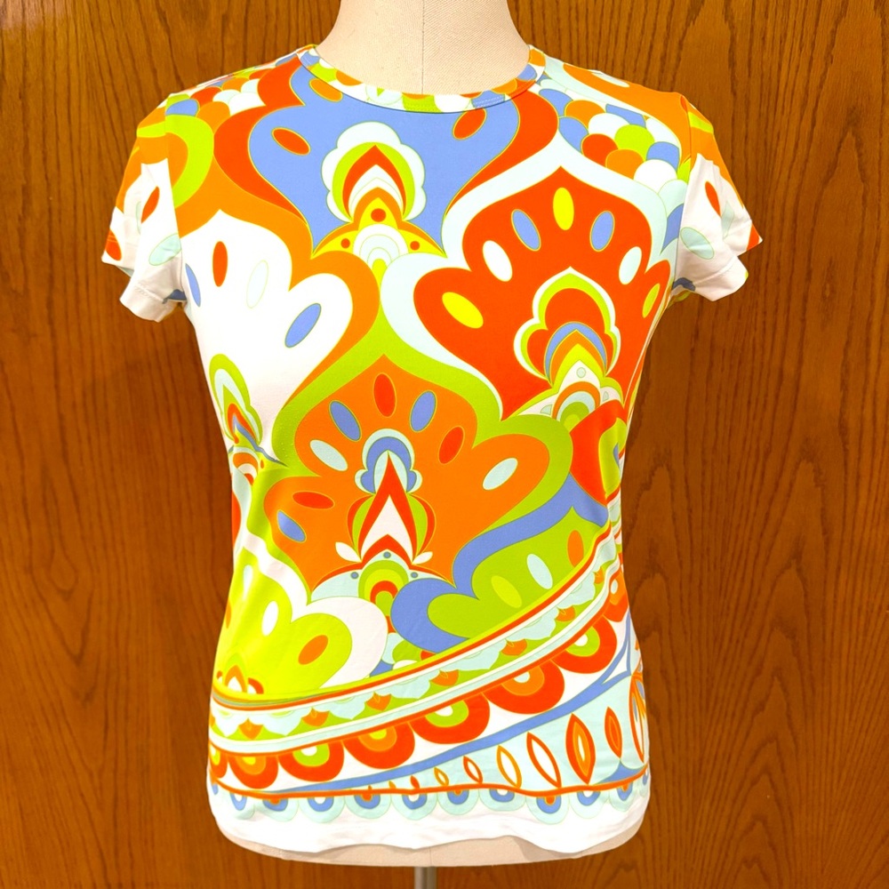 LIKE NEW J. McLaughlin Catalina Cloth 70s Pattern Lime Green Retro Print Stretch